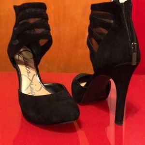 Jessica Simpson high back zip up platforms
